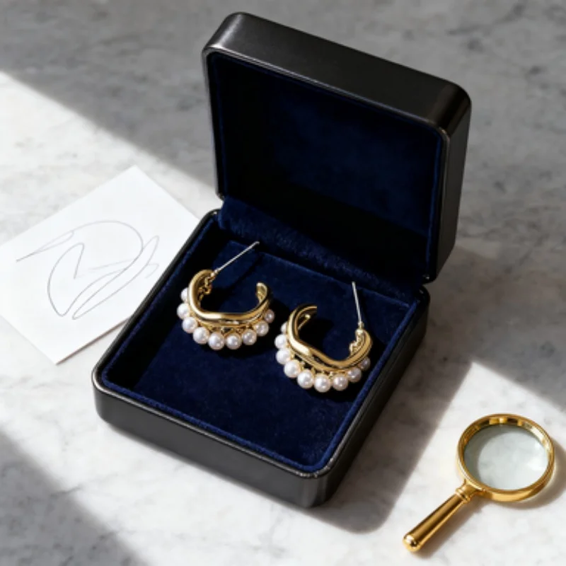 

Gold Plated Silver Needle C-Shaped Pearl Earrings for Women Light Luxury Niche Design Jewelry Perfect Valentine's Day Gift