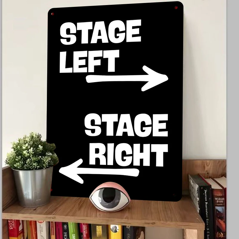 Theater Stage Direction Sign Left Right Arrow Metal Tin Sign Play Prop Wall Decor for Studio