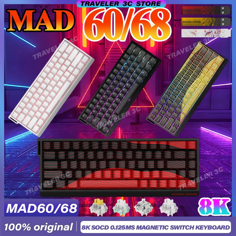 MAD LIONS MAD60 MAD68 HE Customized Magnetic Switch Mechanical Gaming Keyboard RT 8KHZ Polling Rate SOCD 0.125ms Laptop Gift PC