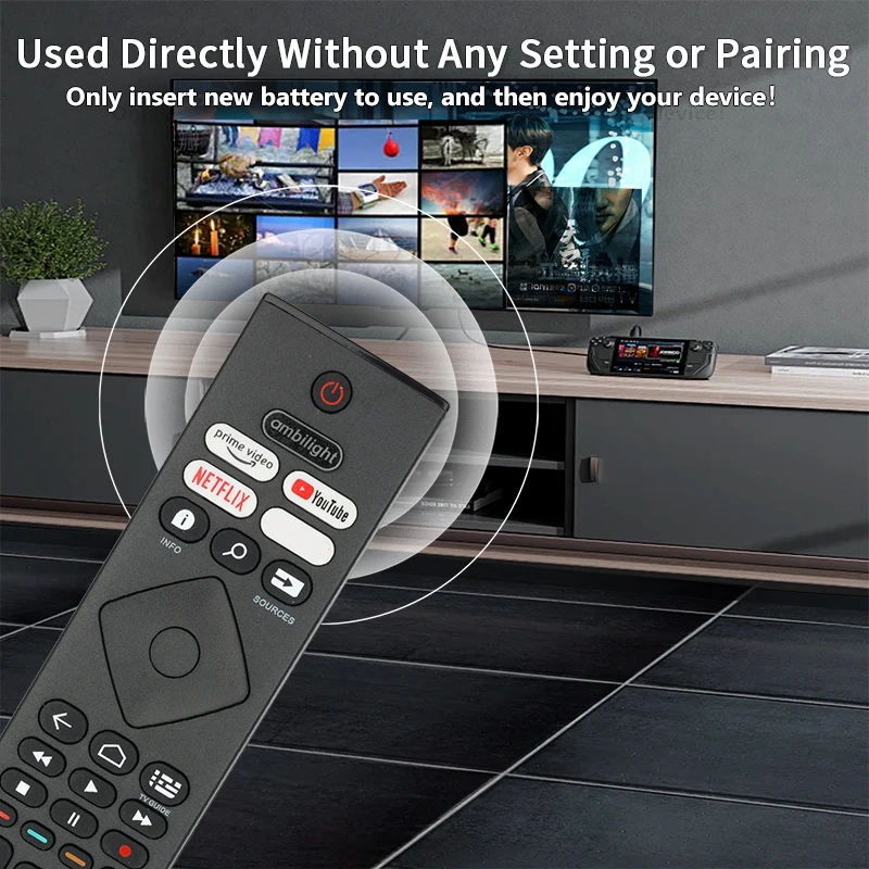 For HR45B-GJ01 Philips-4K-Ultra-HD-LED-TV-Remote-Control-Replacement With Netflix PrimeVideo YouTube Buttons, For 43PUS7906