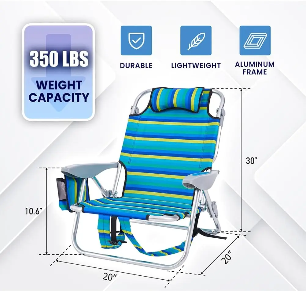 2 Pack Lightweight Portable Recliners Chair For Adults Outdoor Lay Flat Folding Beach Chair Set With 5 Positions Towel Bar Zipper Pouch Cup Holder New Striped