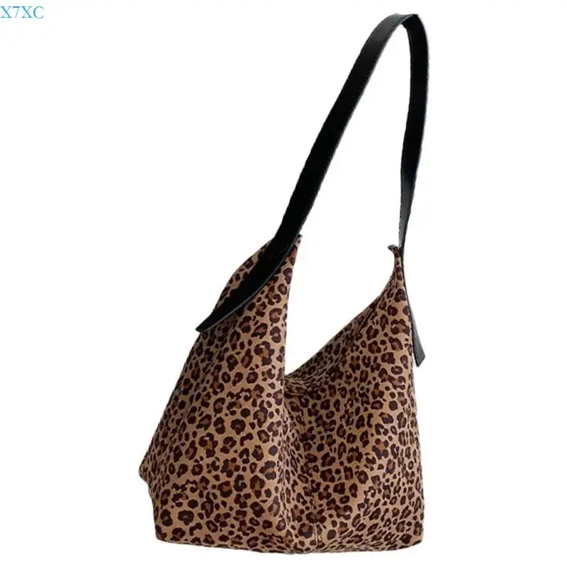 

X7XC Stylish Autumn Winter Leoard Slouchy Bag Handbag Shoulder Purse Casual Work Bag Underarm Bags for Office and Travel Use