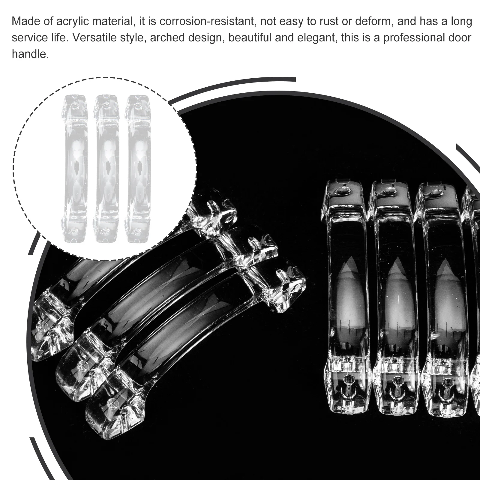 

8Pcs Arc Doorknobs Exquisite Acrylic Material Rustproof Long Lasting Elegant Design for Home Decor Arc Door Handles