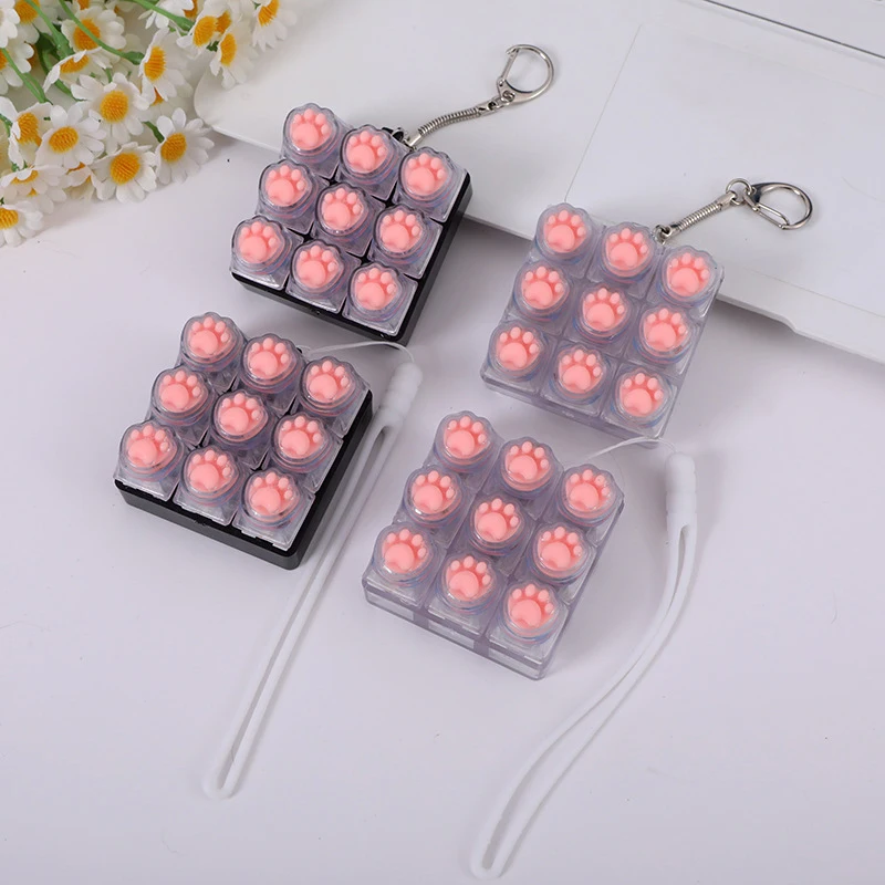 Cat Paw Silicone Fidget Keychain Mechanical Keyboard Button Pop It Stress Relief Toy Bag Charm Cat Lover Gamer Pendant Gift