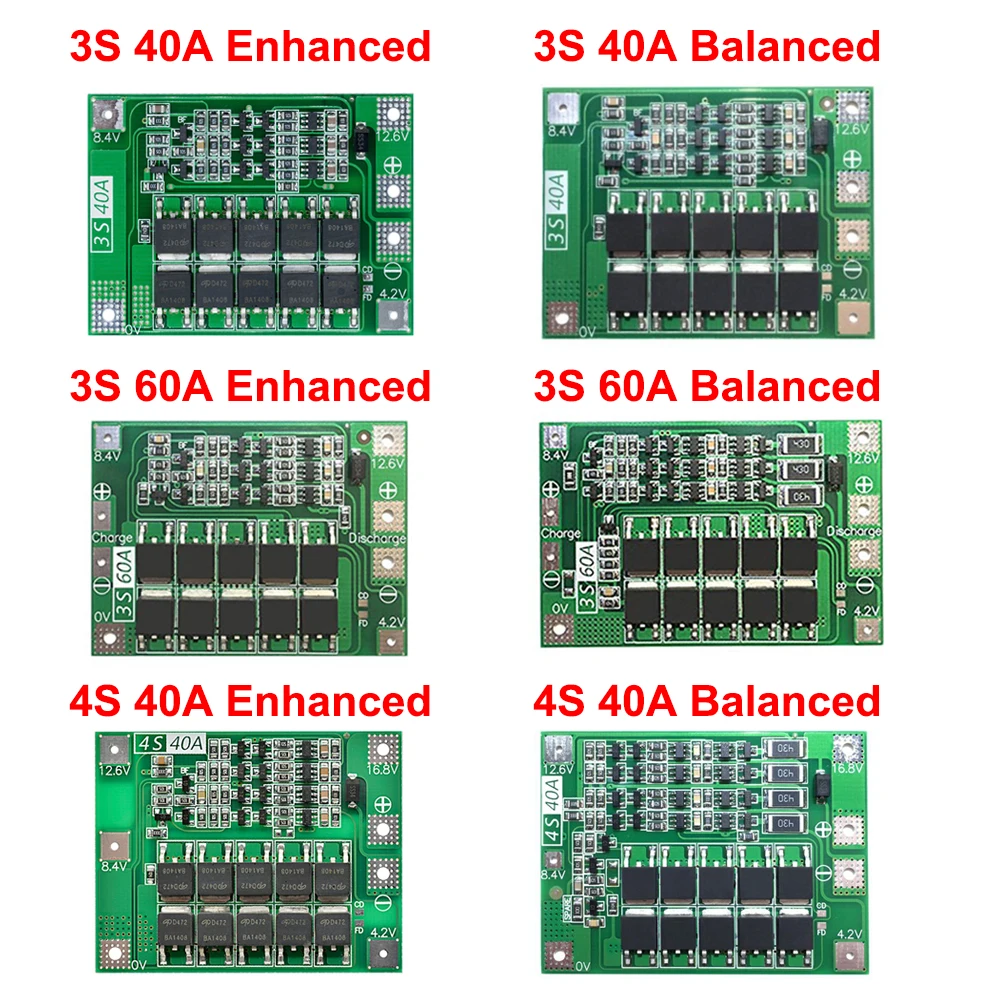 4S 3S 40A 60A ładowarka akumulatorów litowych litowo-jonowego płyta ochronna 18650 BMS dla silnik do wiertarki 11.1V 12.6V/14.8V 16.8V