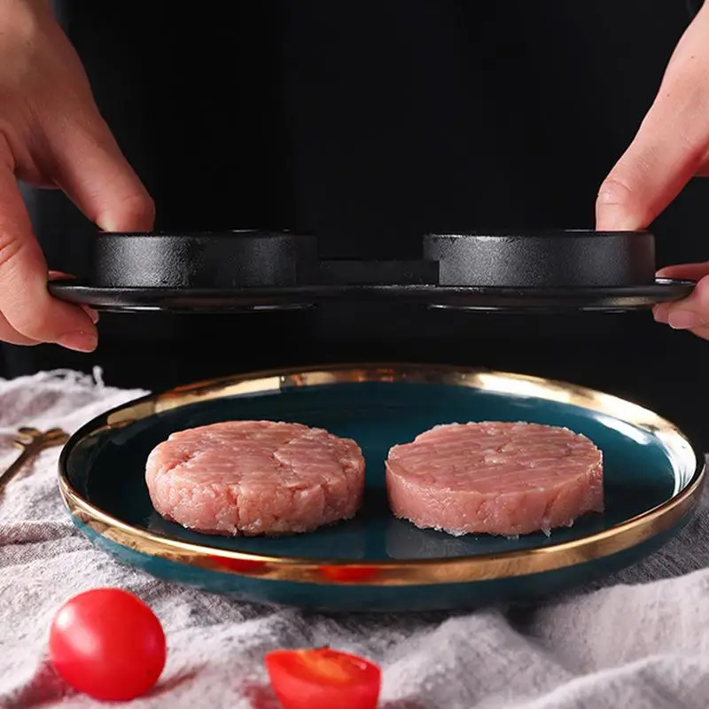 Burger Press Manual Pork Beef Burger Maker Mold 2 Cavity Non Stick Meat Patty Press Kitchen Aid Gadget For BBQ Baking Stuffed