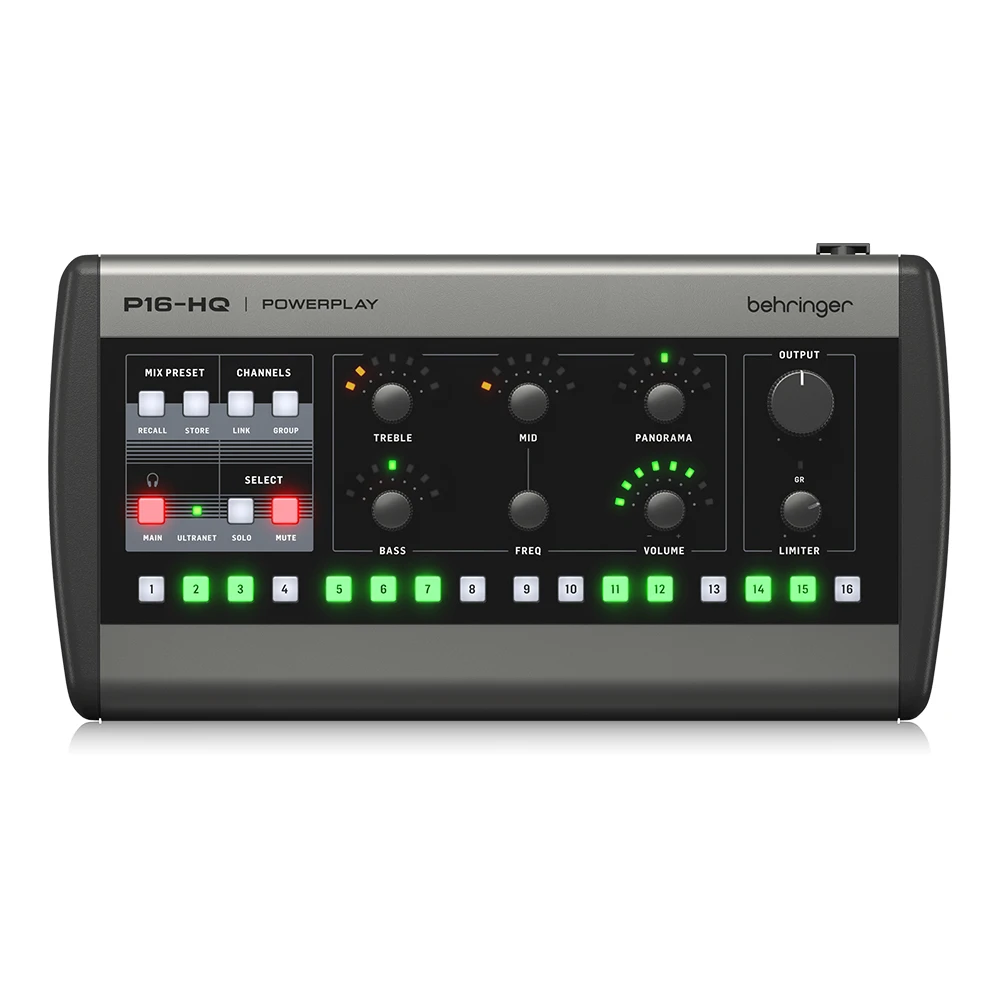 Behringer Powerplay P16-HQ Personal Mixing System Audio Equipment 16-Channel Digital Mixer For Studio & Stage