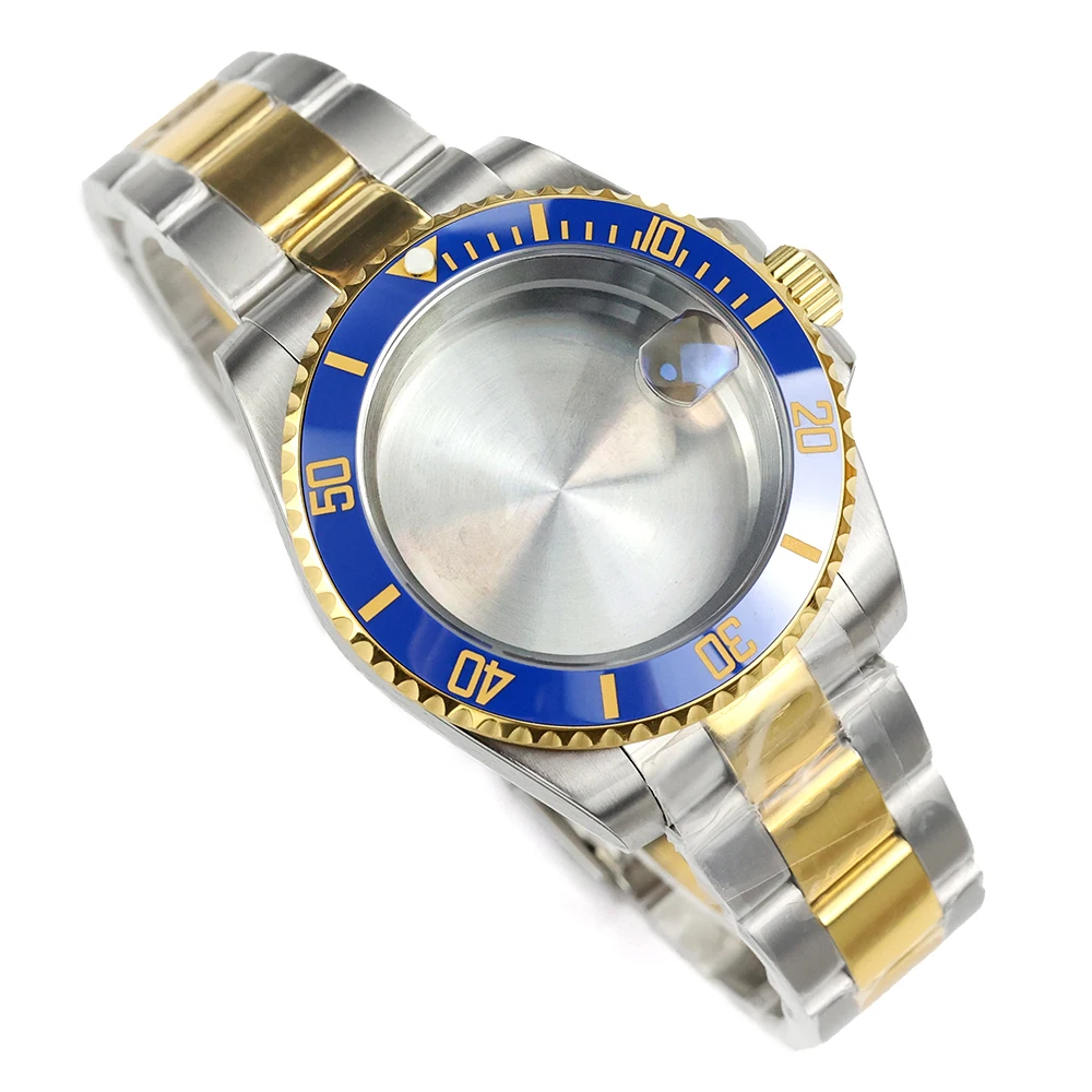 

Sapphire glass 40mm Watch Case For Sub Yacht-Master NH35 NH36 NH34 NH38 Movement Polish Oyster Bracelet Strap Watch Accessories