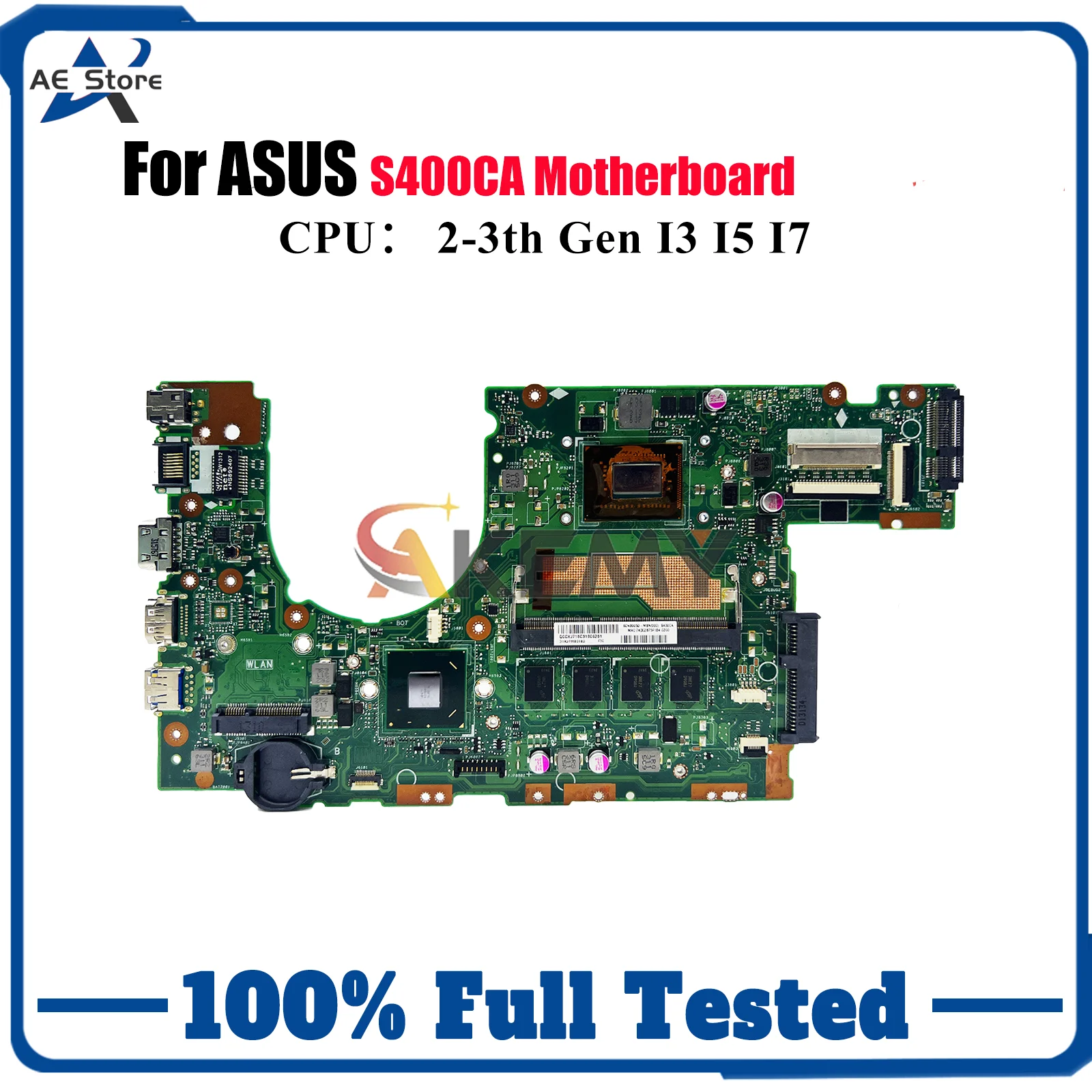 

S400CA Laptop Motherboard For ASUS VivoBook S400C S400CA Notebook Mainboard With I3 I5 I7 CPU 100% tests OK fast shipping stk