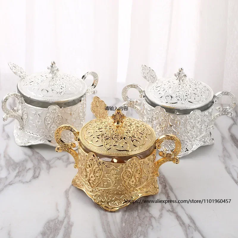 

Креативная модная сахарная чашка, сахарная чашка для специй, кухонные товары для ресторана, узор золотой павлин, сахарная долина