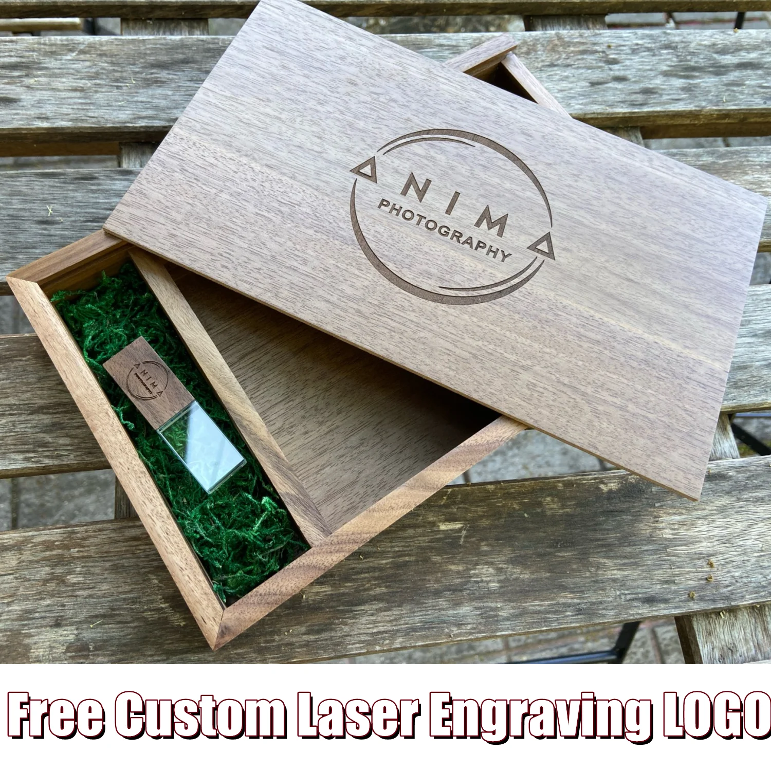 

Free Custom Laser Engraving LOGO Walnut Album Box(5*7 inches) + Walnut Crystal USB3.0 High-speed Flash Drive 8GB 16GB 32GB 64GB