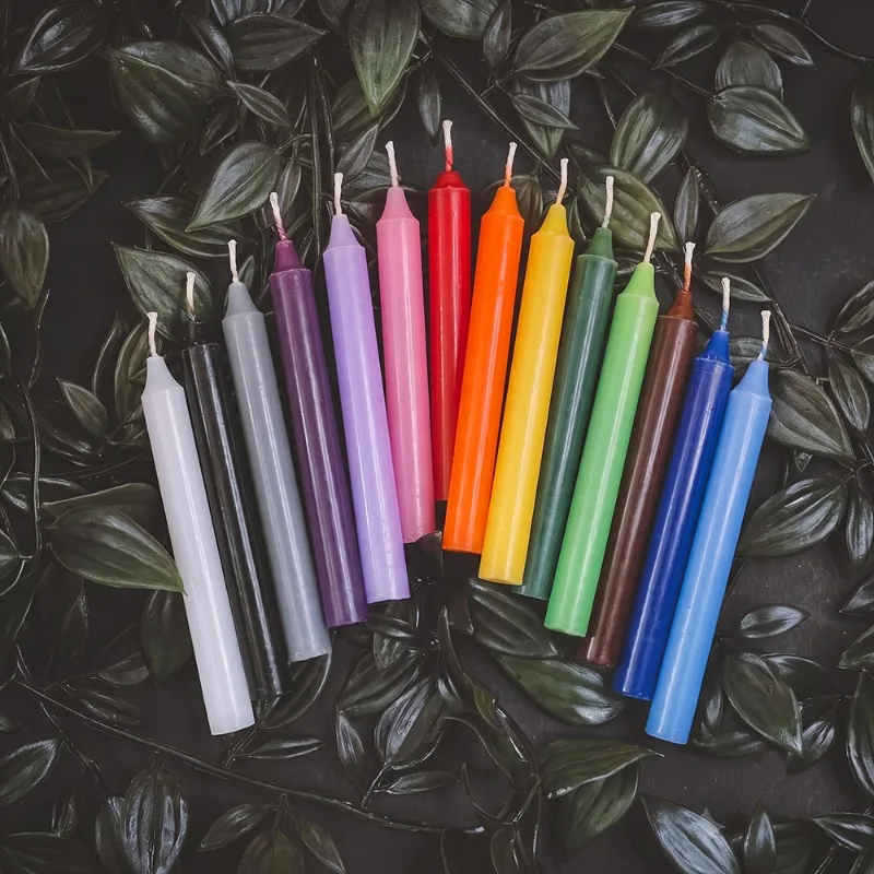 12 bougies colorées pour rituels de sorcellerie, bougies coniques ésothériques, bougies en cire pour fournitures d'autel