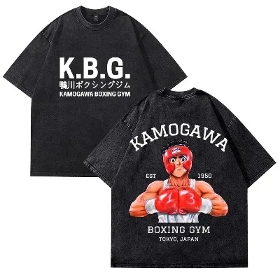 

Футболка Мужская/женская с рисунком из аниме хаджим No Ippo Kamogawa Merch, Повседневная Уличная одежда с круглым вырезом и короткими рукавами