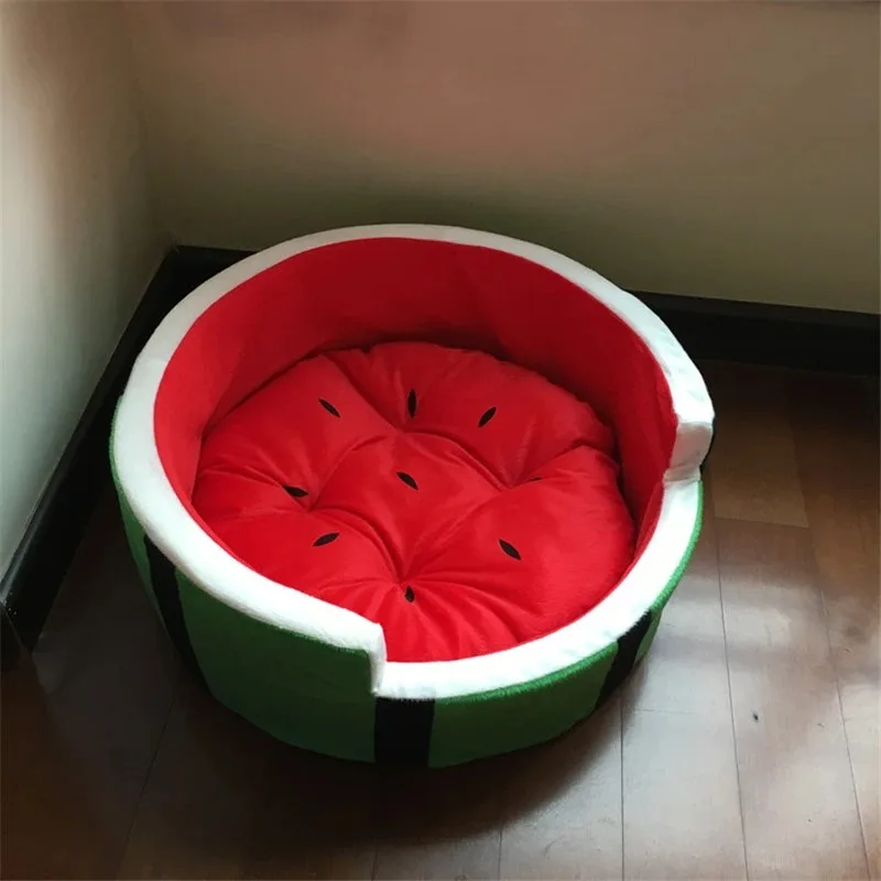 1pc Cute Kennel House Warm Cotton Watermelon Modeling Dog Bed Breathable Mat Sofa Pet Cat Bed for Dogs Fruit Bed Dog Accessories