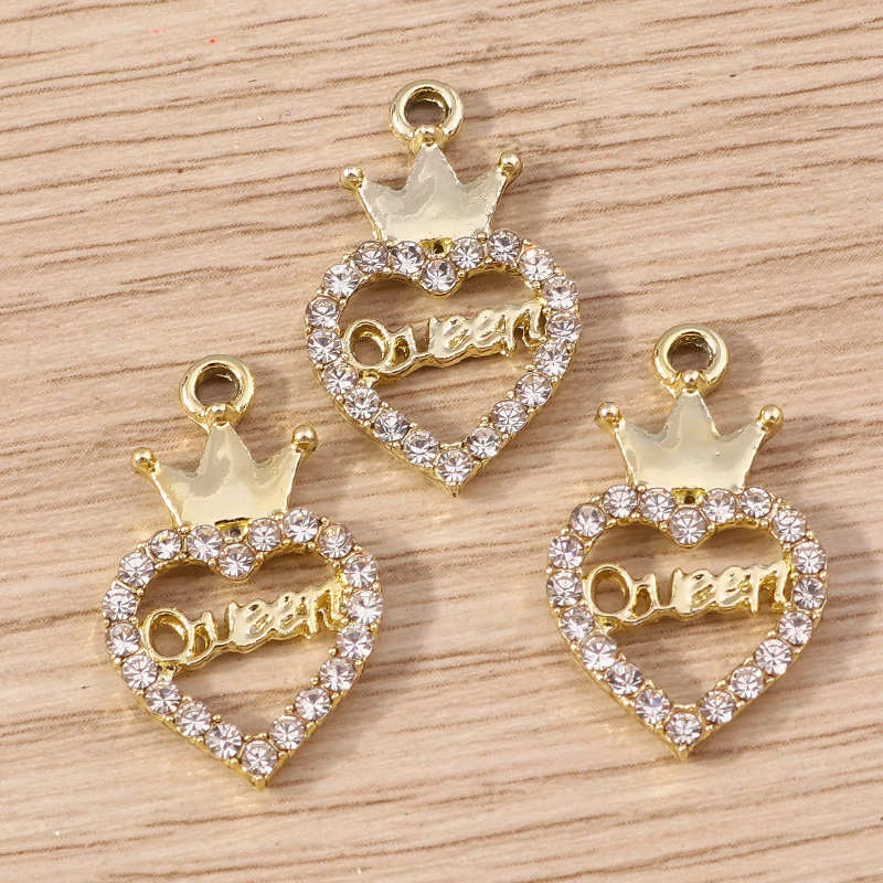 Tusember 10 Stück exquisite silberfarbene Kristall-Liebesherz-Charms für die Schmuckherstellung, modische Ohrringe, Halsketten, DIY-Anhänger – Detail 28