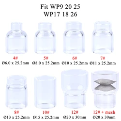 TIG-vasos de vidrio de alta temperatura, vidrio visualizado, resistente a la temperatura, juntas tóricas para WP9/17/18/20/26, consumibles de lente de Gas rechoncho