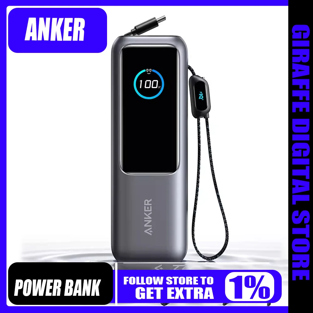 

Anker Zolo Power Bank 25000 мАч 165 Вт Максимальная быстрая зарядка Выдвижные кабели большой емкости Power Bank для мобильного телефона Легкий ПК