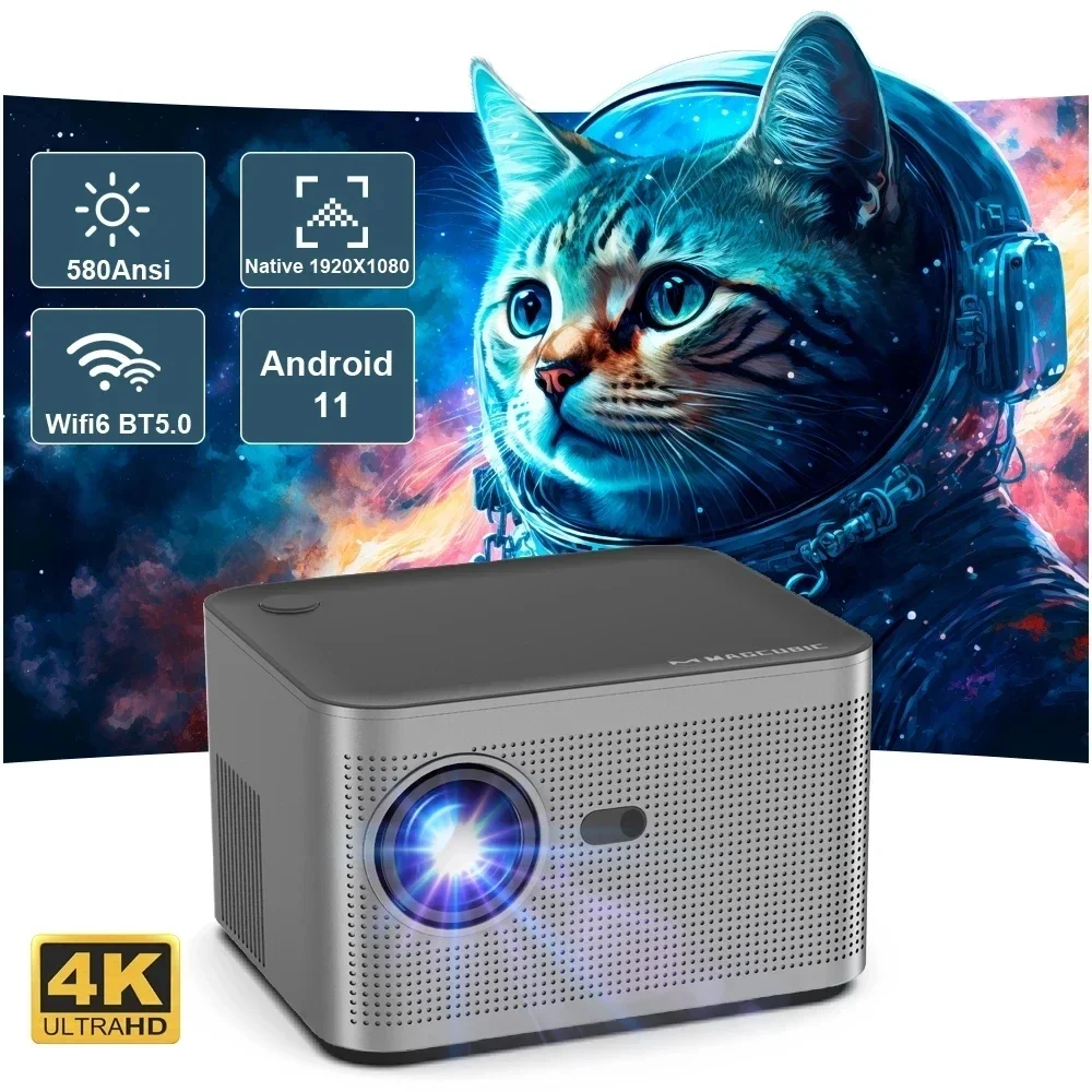 HY350 Projector Android 11 4K 1920*1080P 580ANSI Wifi6 Voice Control Allwinner H713 Electronic Focus BT5.0 Home Cinema Projetor