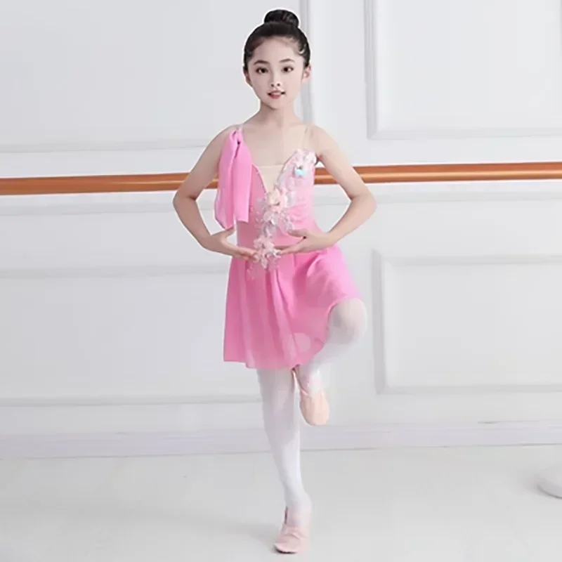 

Children Ballet Dress Girls Pink Blue White Chiffon Classical Leotard Ballet Dress For Kids Modern Dance Chinese Sling Dress