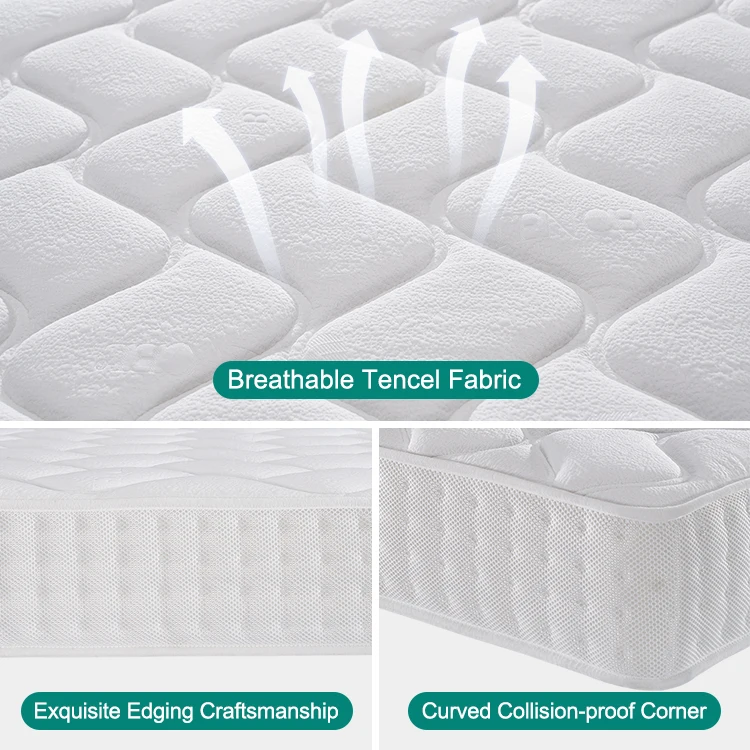 

Soft Cotton Fabric Orthopedic Mattress Single Double king Size Quality Compressed Pocketed Spring Beds Mattresspromote sales