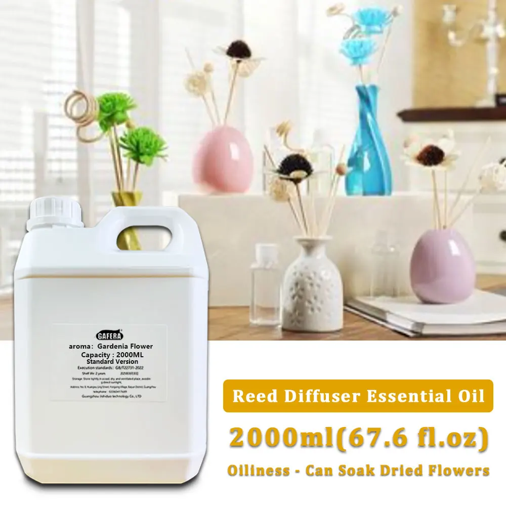 GAFERA 2000ml (67.6 fl.oz) Gardenia Flower/Sheraton Essential Oils - For Reed Diffuser & Fireless Aroma Diffuser & Vine Diffuser