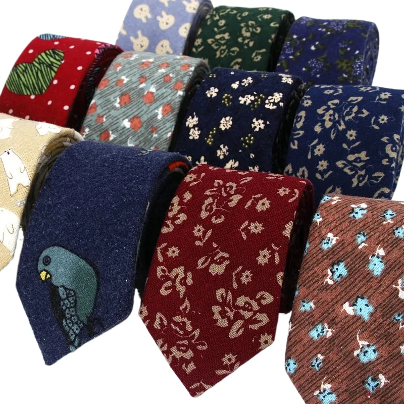 New Floral Tie For Men Women Skinny Cotton Neck Tie For Wedding Casual Mens Neckties Classic Suits Flower Birds Neck Ties Cravat