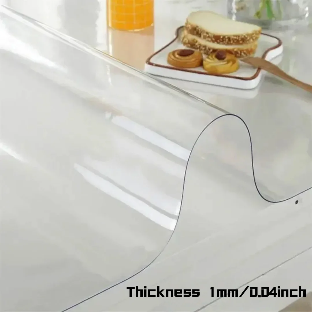 1PC Round Transparent Soft Plastic PVC Tablecloth, Waterproof, Oilproof Living Room Dining Tables, Kitchen Desk Protector Home D