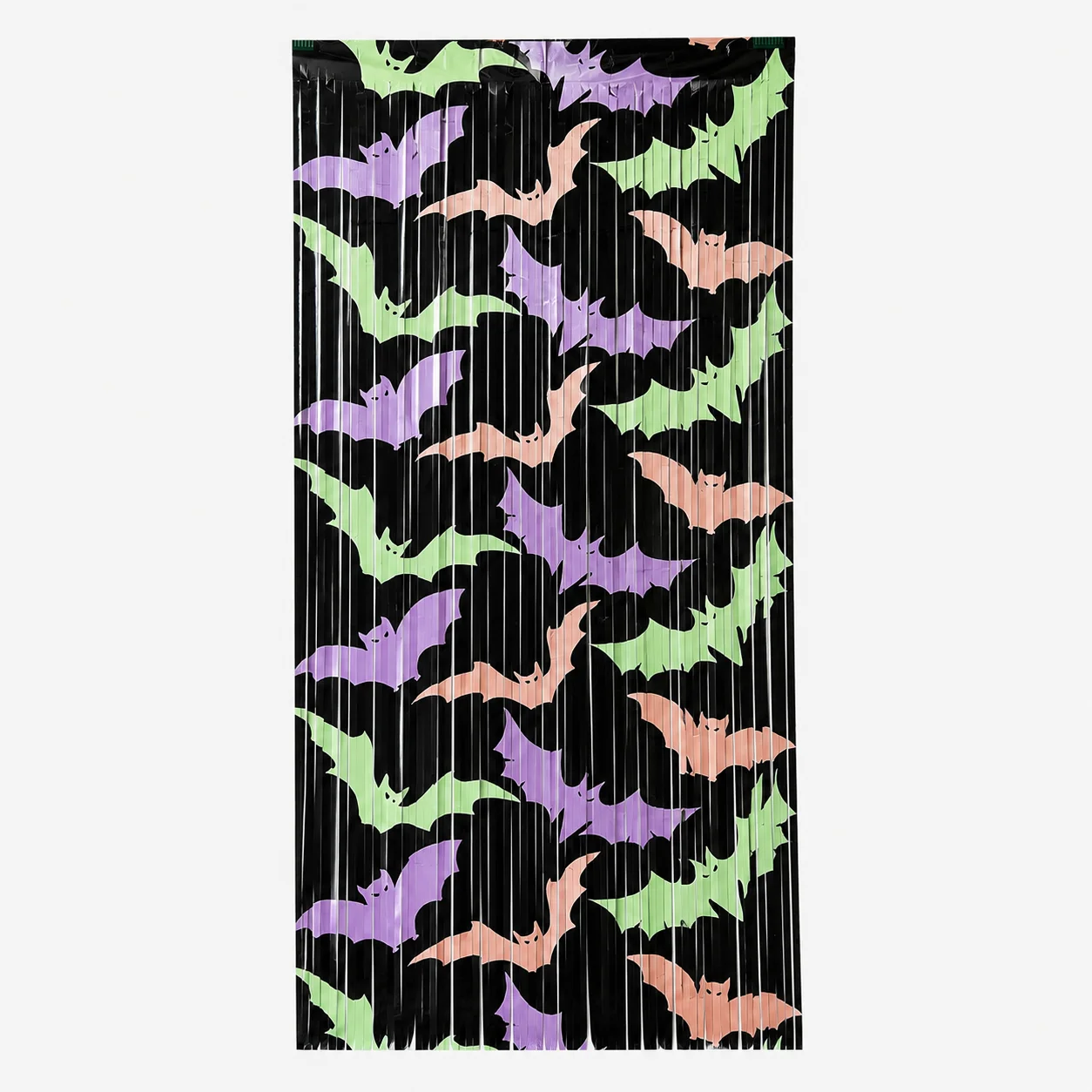 Halloween Bat PET Foil Fringe Curtain 1x2m UV Reactive Party Backdrop Doorway Tinsel Decoration
