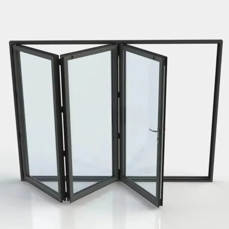 

Latest Design Modern Aluminium Slim Frame Clear Glass Bifold Security Door For Interior Outdoor Windproof Durable High Strength