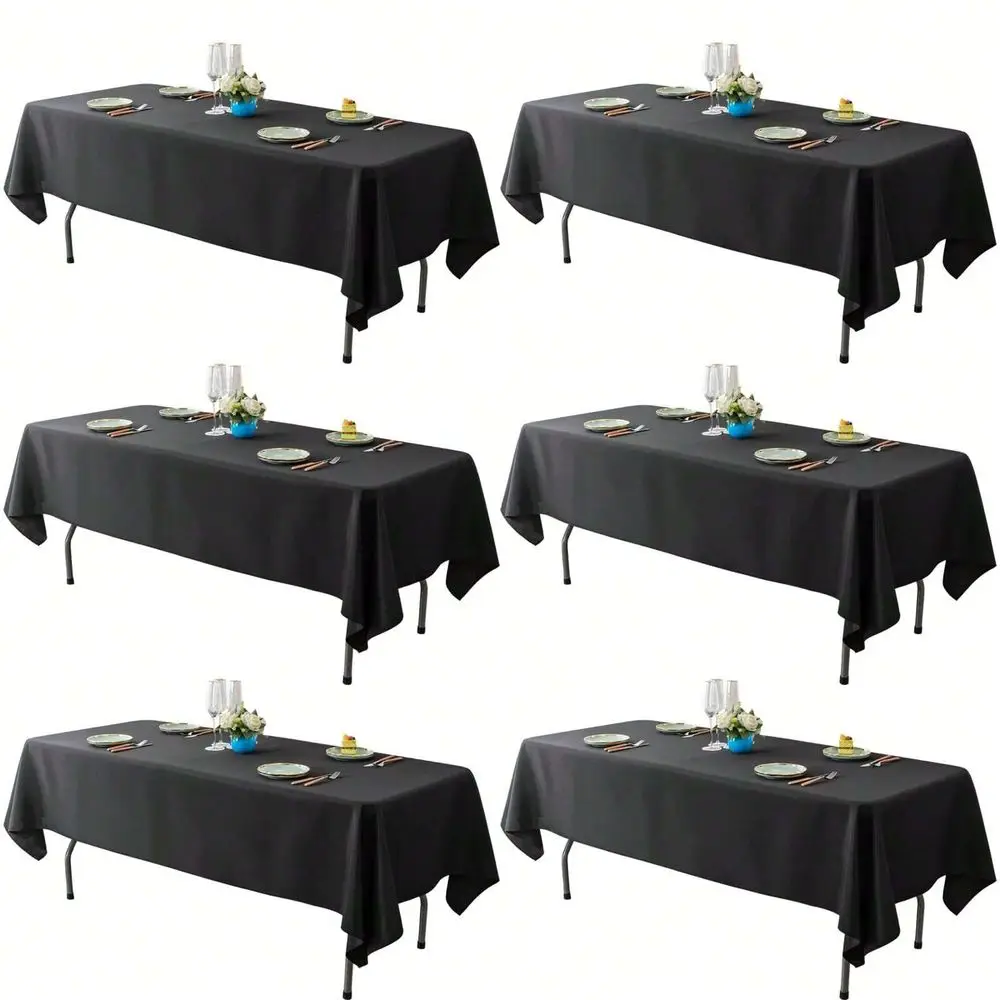 

Pack Black Tablecloth 60 X 102 Inch Polyester Table Cloth For 6 Foot Rectangle Tables, Wrinkle Resistant Washable Decorative Fab