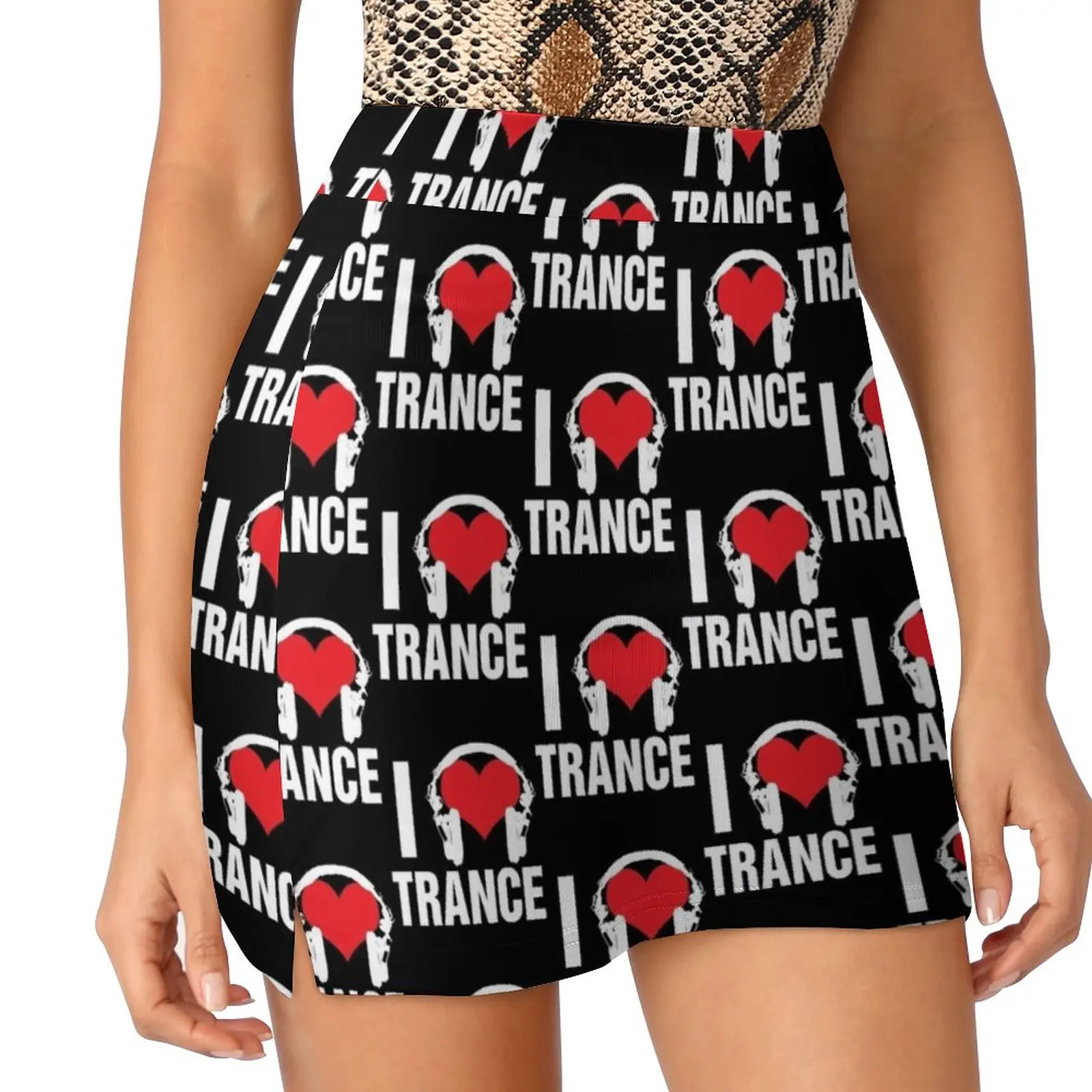 I Love Trance Music Light Proof Trouser Skirt korean style micro mini skirt extreme korean style women clothing рок ear music more s night nature s light yellow vinyl