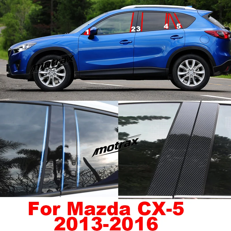 For Mazda CX5 CX-5 2013 2014 2025 2026 Glossy Black Car Window Door Column Pillar Post Cover Trim Stickers Auto Accessories