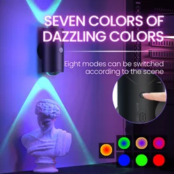 Motion Sensor LED Night Lights Warm RGB USB Rechargeable Magnetic Mounting Wall Lamp 3 Light Modes Staircase Light Indoor Lamp