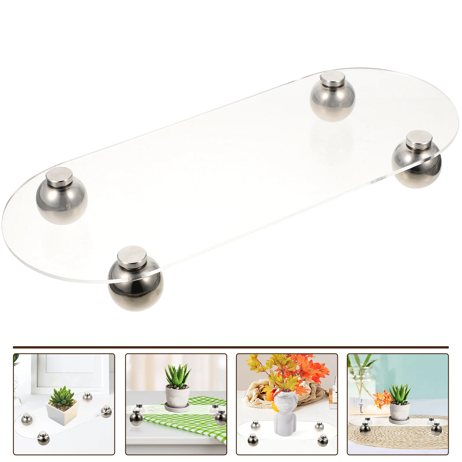

Acrylic Storage Plate Metal Circle Feet Desktop Organizer Storage Tray Creative Design for Home Office Jewelry Perfume