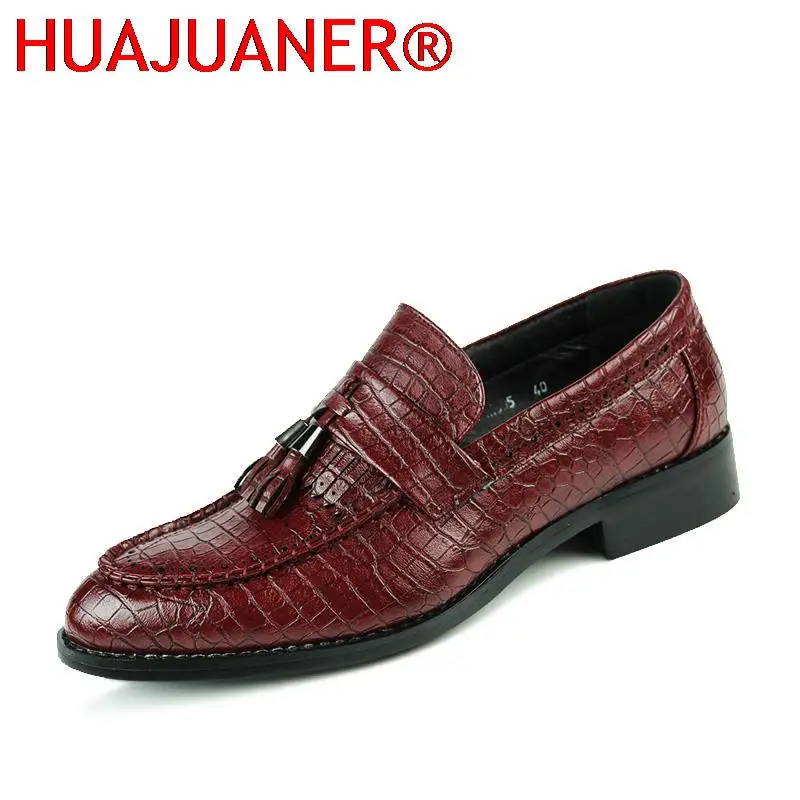 

Mens Loafers Leather Shoes For Men Low Top Elegantes Club Shoes Classic Formal Shoes Men Crocodile Pattern Slip On Oxford Shoes