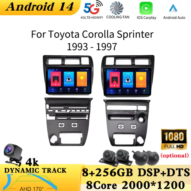 

Android 14 For Toyota Corolla Sprinter 1993 - 1997 Car Stereo Radio Player Multimedia Head Unit GPS Navigation Carplay No 2din