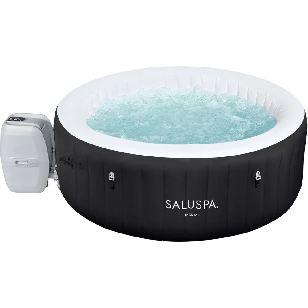 SaluSpa Miami EnergySense AirJet Inflatable Hot Tub Spa,Portable Hot Tub with 2 Covers (1 Energy-Efficient Cover and 1 Cover)