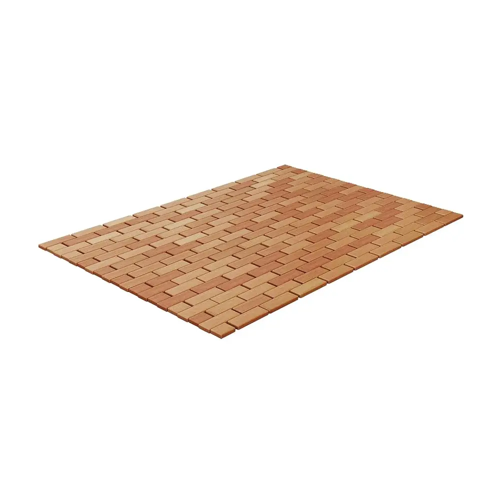 

Bath Mat- Natural Wooden Non-Slip Roll Up Lattice Design Mat for Indoor or Outdoor Bathtub, Shower, Sauna, Hot Tub by