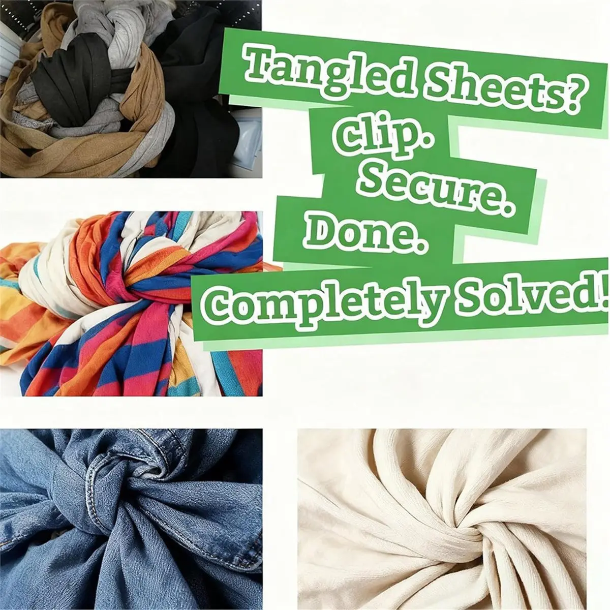 2-Pack Bed Sheets Detangler Set Anti- Laundry Helper for Bedding, Reduces Wrinkles
