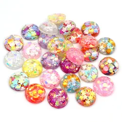 40pcs 12mm Mix Colors Star Round Moon Style Flat Back Resin Cabochon For Bracelet Earrings Accessories