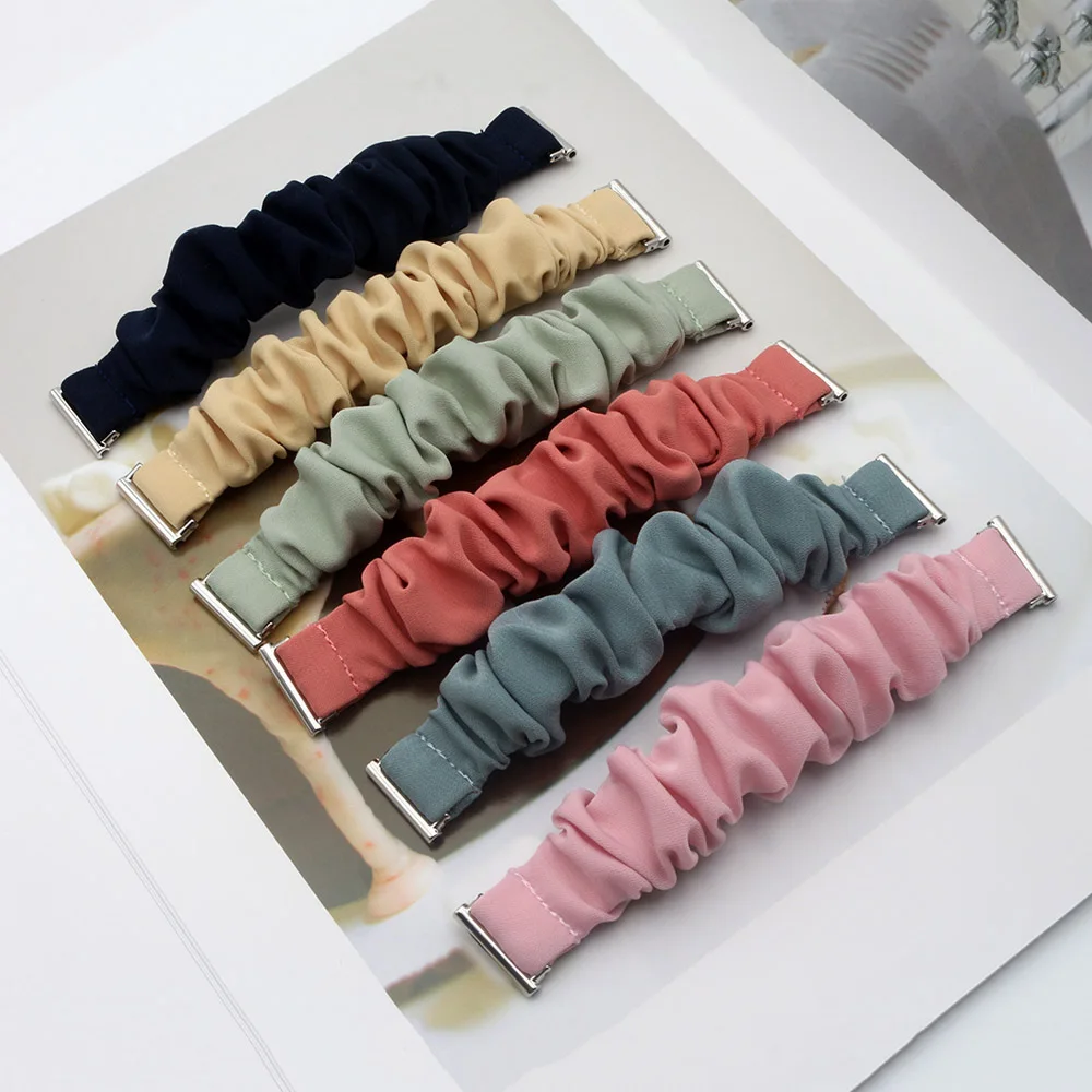 

Watch Band 18mm Vivoactive 4S Watchband/ Venu 3S 2S Strap for Fossil Women's Gen 6/5E 42mm/ Gen4 Q Venture HR Scrunchie Bracelet