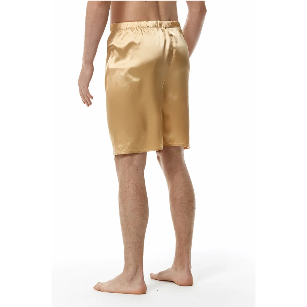 New Gold Silk Satin Sleep Pajama Short Pants Men Casual Smooth Comfortable Relaxed House PJs Sleep Bottoms Mens Lounge Underwear