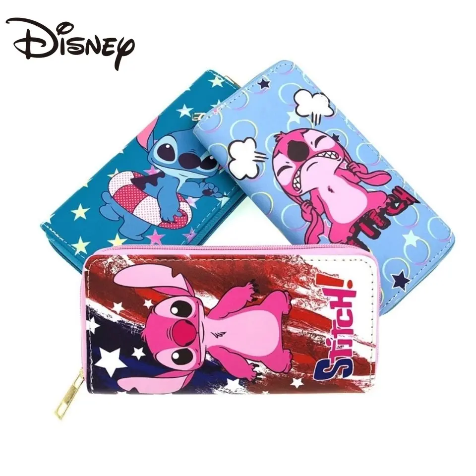 MINISO Disney Stitch Cartoon Anime Long Wallet Student Clutch Card Bag Large Capacity Coin Purse Purses for Women