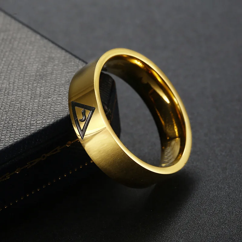 8MM Scottish Rite Number 14 Degree Masonic Rings for Men Stainless Grooved Band Freemasons Jewelry For Party