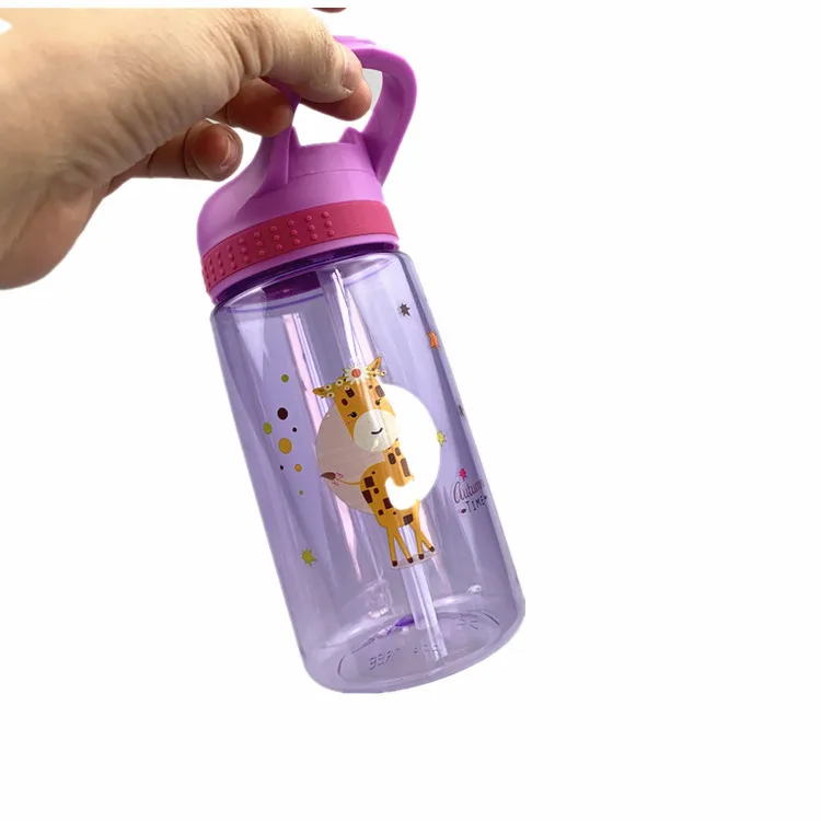 Kids Water Bottle with Straw BPA Free Children\'s Drinking Kettle 480ML Healthy Plastic Portable School Cup Transparent Water Cup