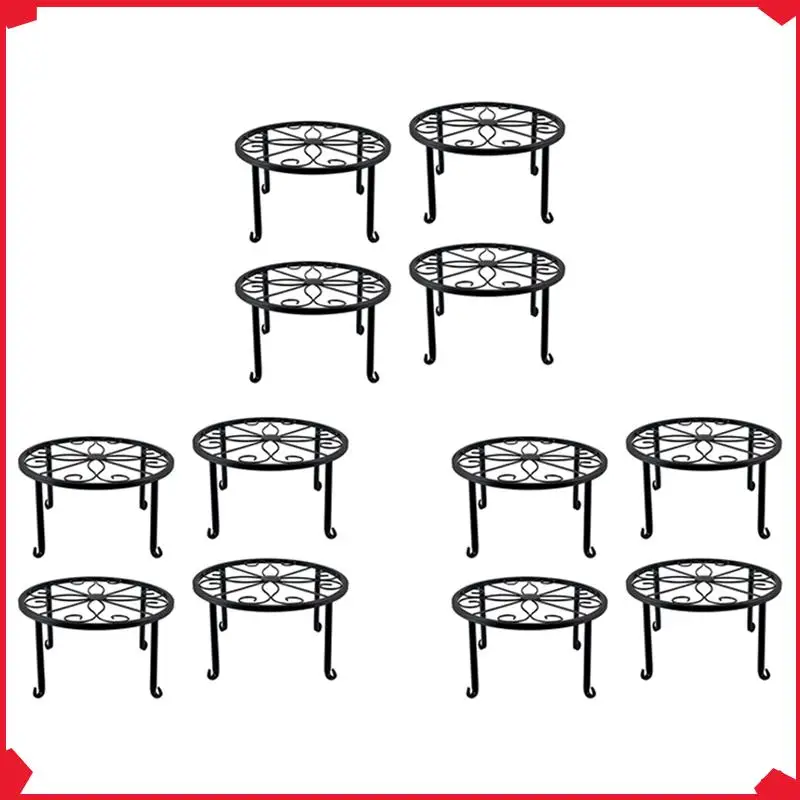 

B17B 12 Pieces Of Plant Stand Indoor And Outdoor Metal Rust-Proof Plant Stand, Classic Flower Pot Stand-Black