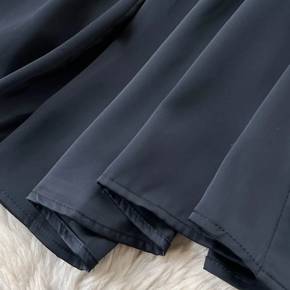 Robe d'été rétro élégante et décontractée, sans manches, en satin épissé, taille haute, fée core, vêtements pour femmes, automne