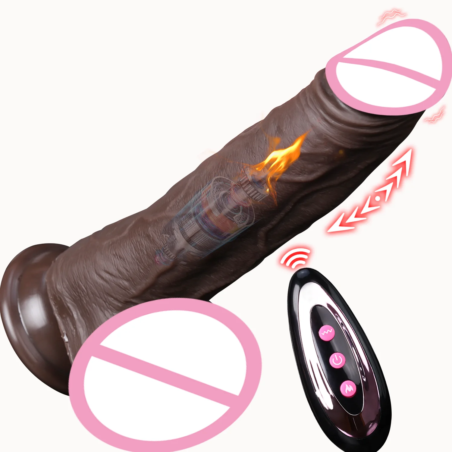 Sex Toys Thrusting Dildo Vibrator Lifelike Heated Silicone Black Dildos with 10 Thrusting & 10 Vibrating Modes for G Spots clit