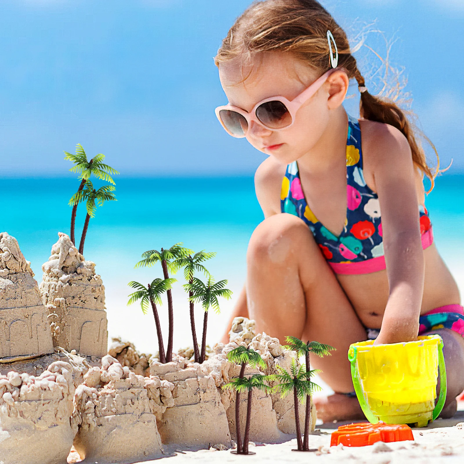 

5 pcs Artificial Coconut Tree Decor Realistic Palm Trees For Aquarium Fish Tank Plants Micro Landscape Decorations Steady Base