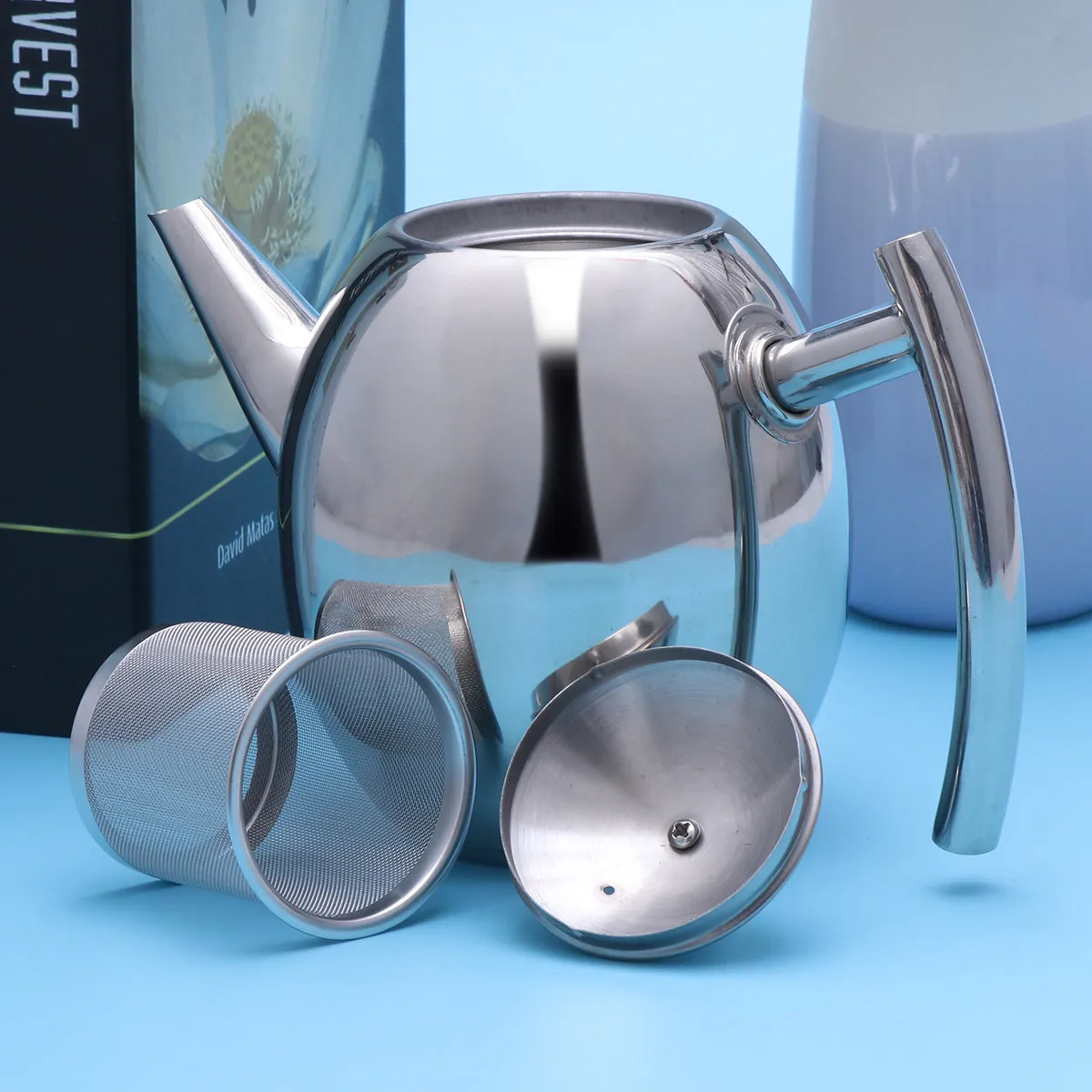 

Чайник из нержавеющей стали 1,0 л, утолщенная конструкция с внутренним фильтром, для заваривания чая и кофе, для домашней кухни